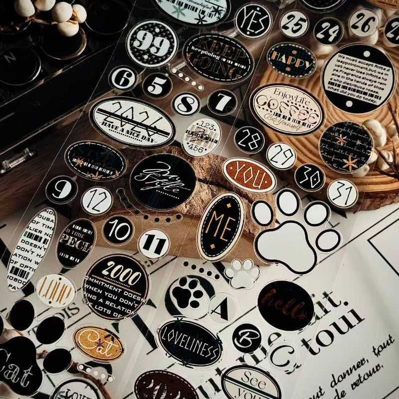 5cm*100cm Circular Labels Set Die Cutting PET Tape for journaling, scrapbooking and collage