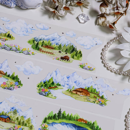 Whole Roll 7cm*5m Villages Pastures PET Tape for journaling, scrapbooking and collage