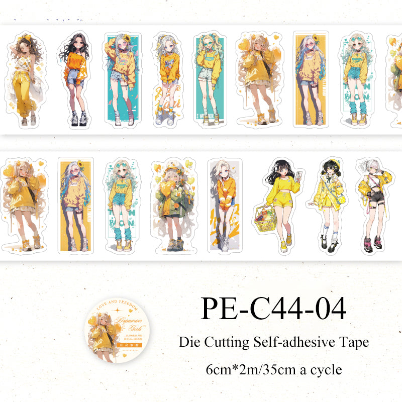Dopamine girl Series Die Cutting Self-adhesive Tape