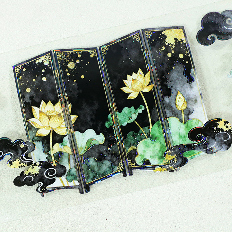 Yunqi Cuiping Shell Light PET Tape featuring light designs for journaling, scrapbooking and collage