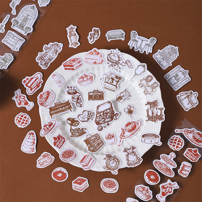 Antique Tea Chat series Die Cutting Writing Tape featuring tea designs for journaling, scrapbooking and collage