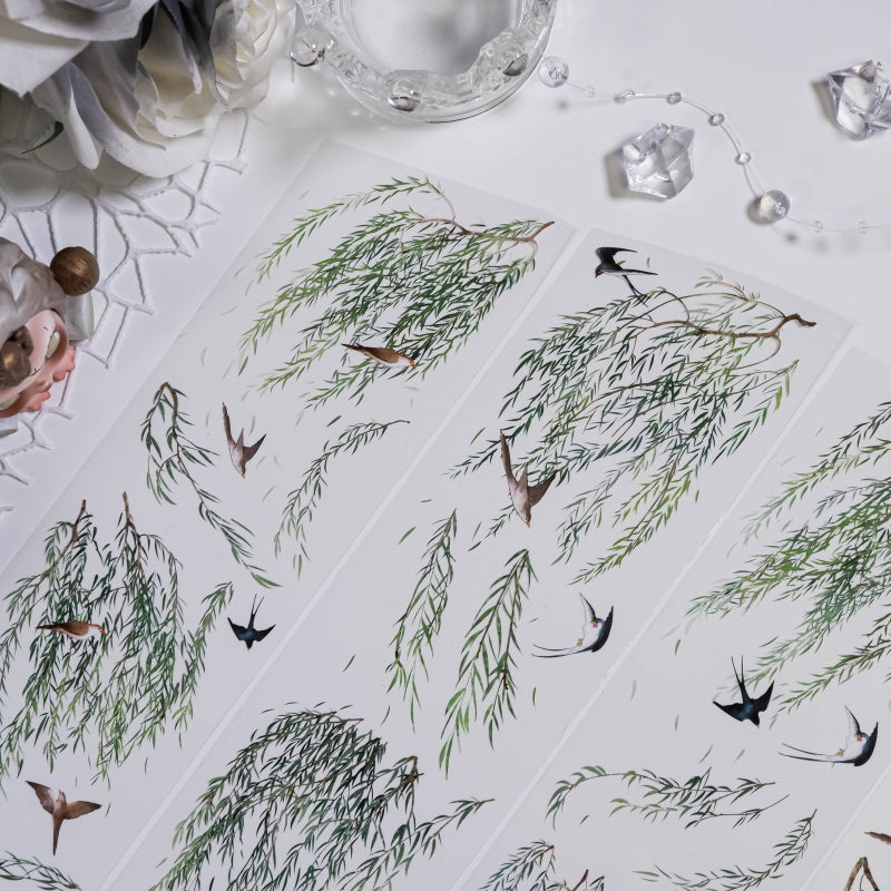 Whole Roll 6.5cm*5m Willow branches PET Tape for journaling, scrapbooking and collage
