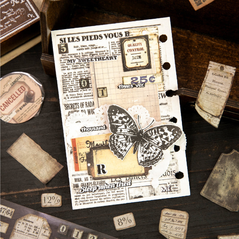 Retro Markings Series Die Cutting Washi Tape featuring retro designs for journaling, scrapbooking and collage