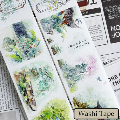 Whole Roll 7.5cm*5m Deep Courtyard Die Cutting Washi/PET Tape