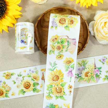 Time of Sunflowers Die Cutting Washi Tape featuring flower, and sun designs for journaling, scrapbooking and collage
