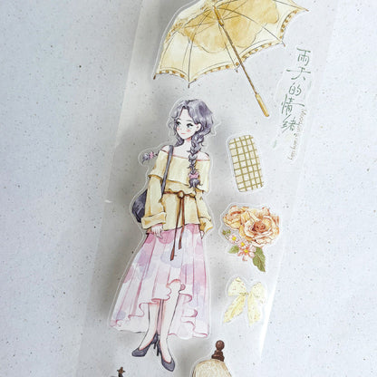 5.5cm*125cm Gleaming Silhouettes Die Cutting Washi/PET Tape for journaling, scrapbooking and collage