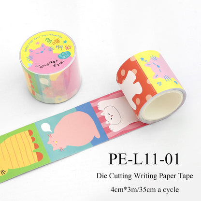 Flat Cat Diary Series Die Cutting Writing Paper Tape