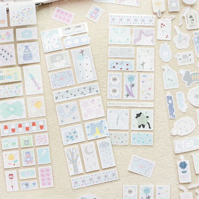 Collection of Stars Series Die Cutting Synthetic Paper Tape featuring star designs for journaling, scrapbooking and collage