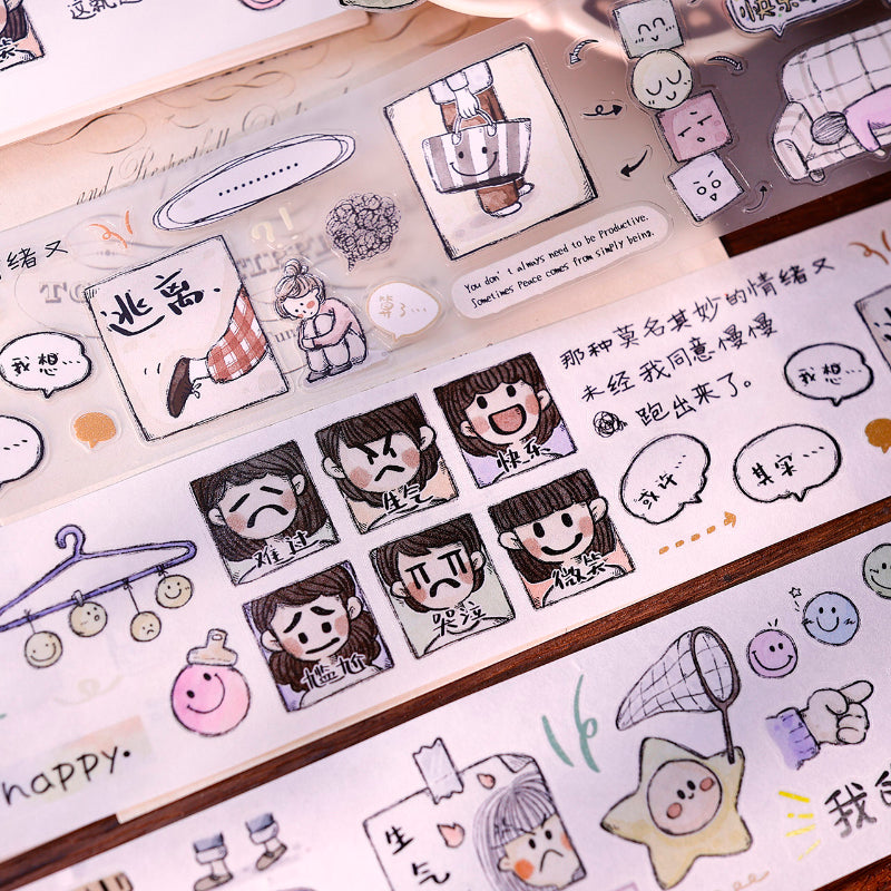 5cm*100cm Minor Emotions Die Cutting Washi/Fog PET Tape