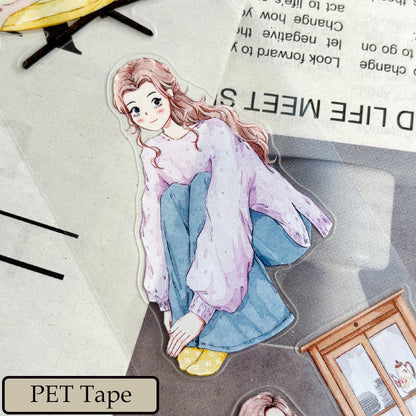 Whole Roll 5.5cm*5m Time At Home Die Cutting Washi/PET/Fog PET Tape