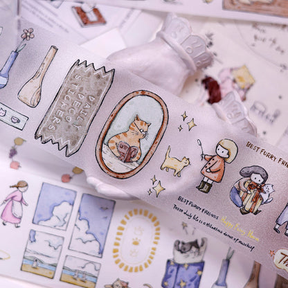 Whole Roll 5.5cm*6m Friend Diary Die Cutting Washi/PET/Fog PET Tape for journaling, scrapbooking and collage