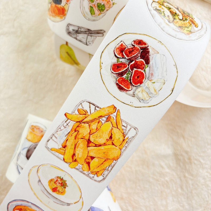 Whole Roll 5cm*10m Healing Cuisine Die Cutting Washi/PET/Fog PET Tape for journaling, scrapbooking and collage