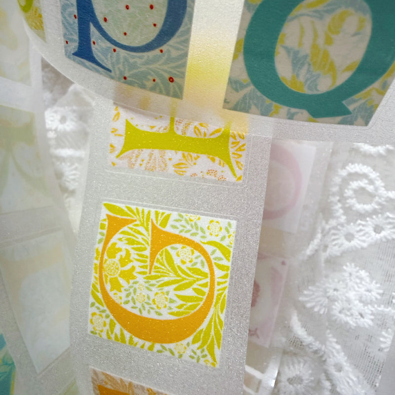 4cm*100cm Herbaceous Letters Die Cutting Washi/Fog PET/Flash Sand PET Tape