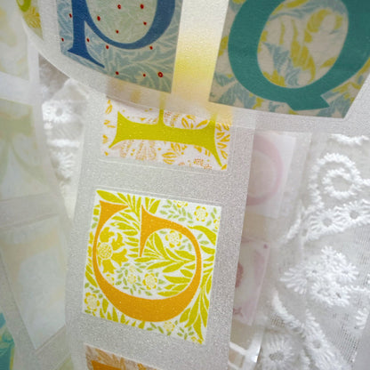 4cm*100cm Herbaceous Letters Die Cutting Washi/Fog PET/Flash Sand PET Tape