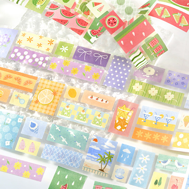 Endless Summer Series Die Cutting Washi Tape featuring summer designs for journaling, scrapbooking and collage