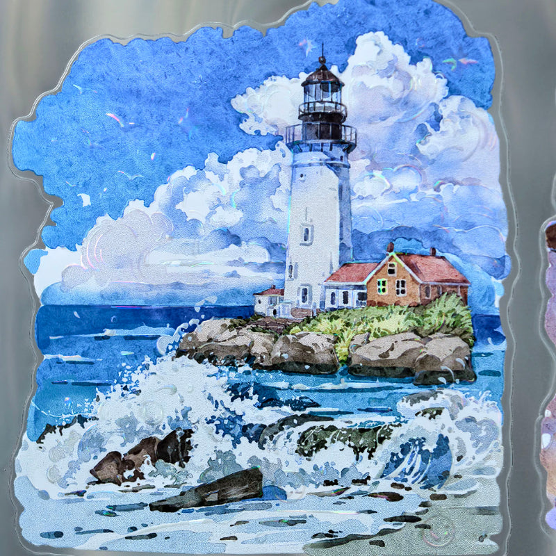 Whole Roll 7.5cm*5m Heavenly Whispers Die Cutting Shell Light PET Tape featuring light designs for journaling, scrapbooking and collage