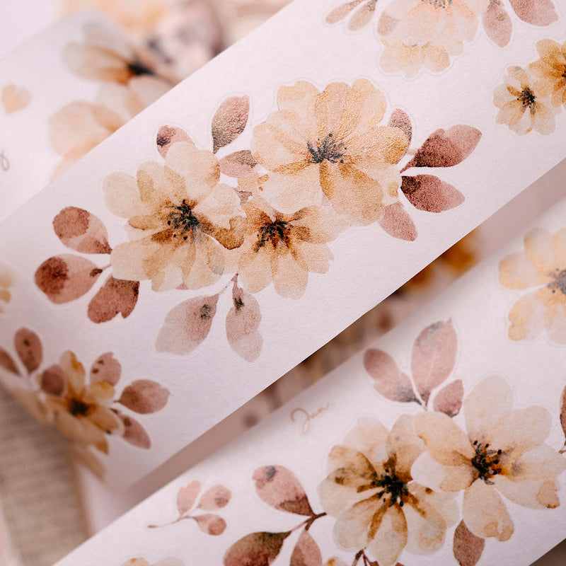 Whole Roll 5.5cm*6m Warm yellow branches Die Cutting Washi/PET Tape for journaling, scrapbooking and collage