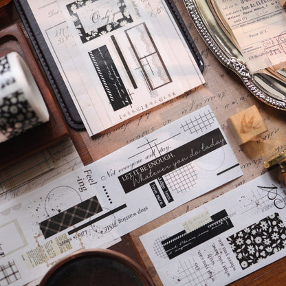 5.5cm*120cm Retro Old Page Die Cutting Washi/PET Tape