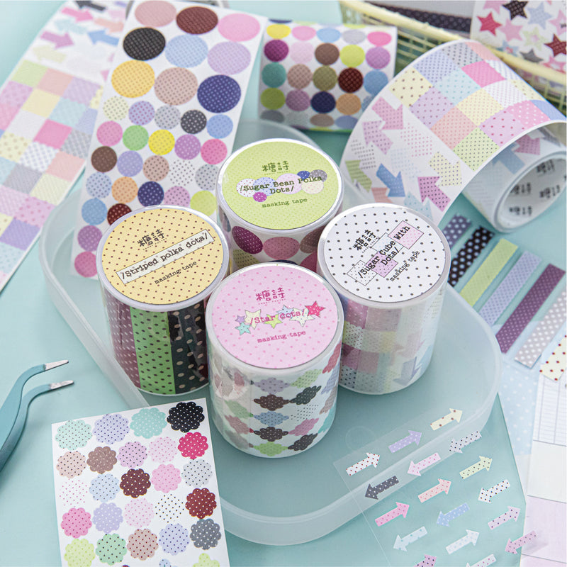 Polka Dot Control Series Die Cutting Flash Synthetic Paper Tape featuring dot designs for journaling, scrapbooking and collage