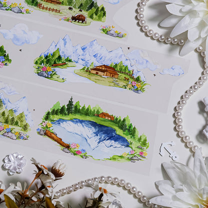 7cm*100cm Villages Pastures PET Tape for journaling, scrapbooking and collage