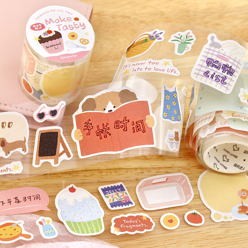 Warm Little Happiness Series Die Cutting White Kraft Paper Tape featuring white designs for journaling, scrapbooking and collage