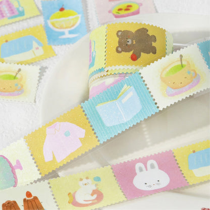 Tea Room Tour Series Die Cutting Flash Synthetic Paper Tape featuring tea designs for journaling, scrapbooking and collage