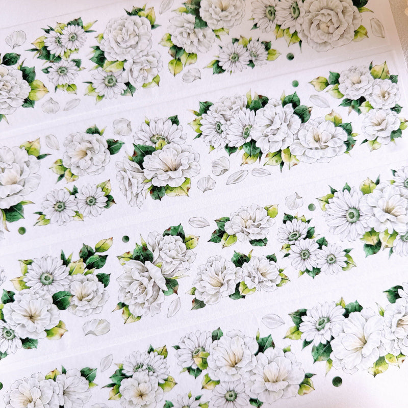 5.5cm*100cm Greenish color Washi/PET Tape featuring green, and color designs for journaling, scrapbooking and collage