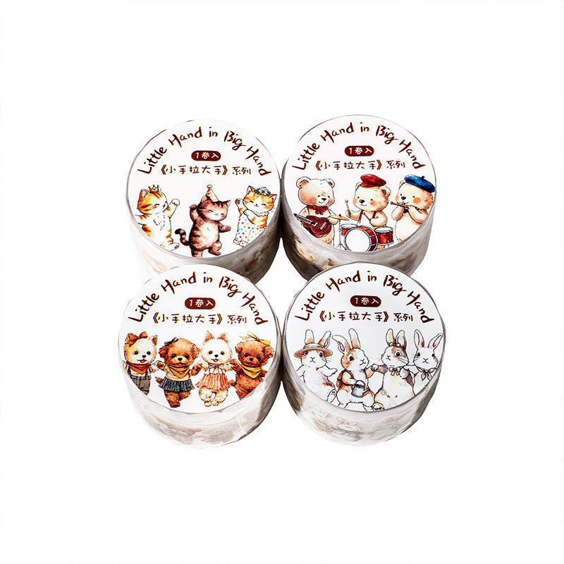 Little Hand in Big Hand Series Die Cutting Flash Sand PET Tape for journaling, scrapbooking and collage