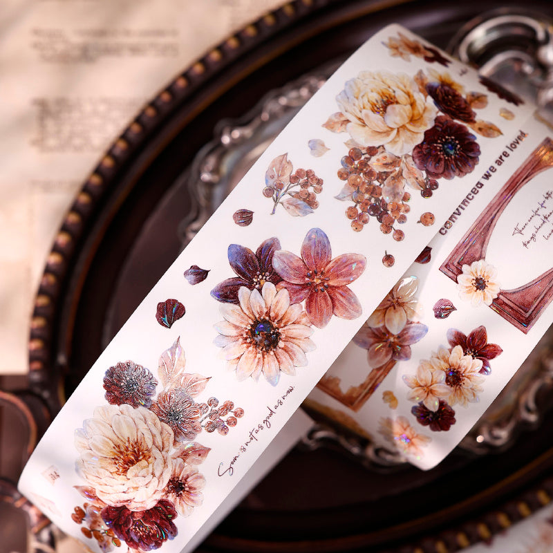 5.5cm*125cm Peony Flower Narrative Die Cutting Washi/PET/Shell Light Washi/PET Tape