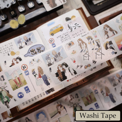 Whole Roll 6cm*5m Journey Die Cutting Washi/Fog PET Tape