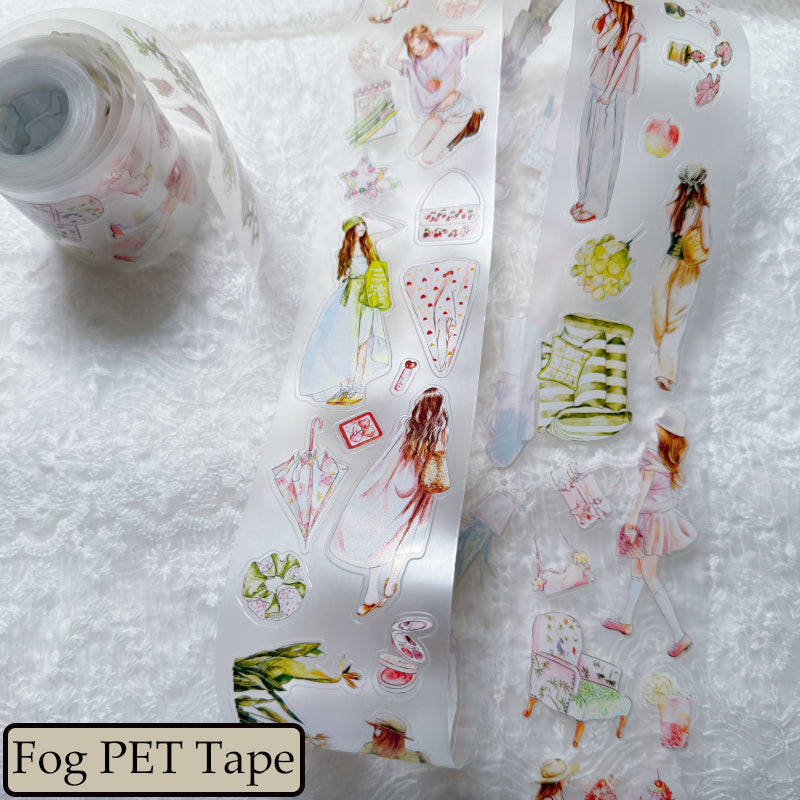 Whole Roll 6cm*5m Green Peach Die Cutting Washi/PET/Fog PET Tape