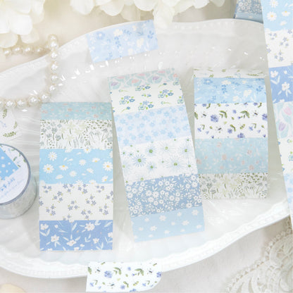 Flower letter series Die Cutting White Kraft Paper Tape featuring white, flower, and letter designs for journaling, scrapbooking and collage