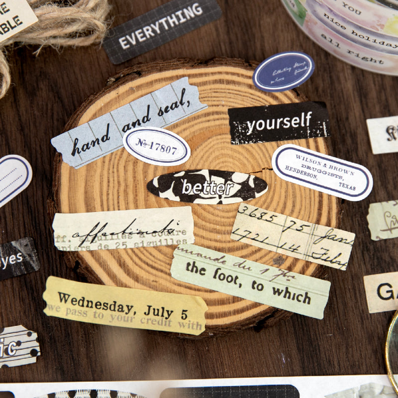 Handwritten Notes Series Die Cutting White Kraft Paper Tape featuring white designs for journaling, scrapbooking and collage