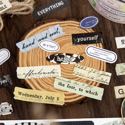 Handwritten Notes Series Die Cutting White Kraft Paper Tape featuring white designs for journaling, scrapbooking and collage