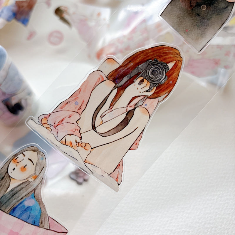 Whole Roll 6cm*10m Little Pink Die Cutting Washi/PET/Fog PET Tape