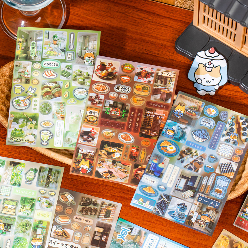 Cute Food Story Series Sticker Book featuring book designs for journaling, scrapbooking and collage
