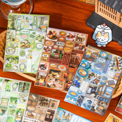 Cute Food Story Series Sticker Book featuring book designs for journaling, scrapbooking and collage