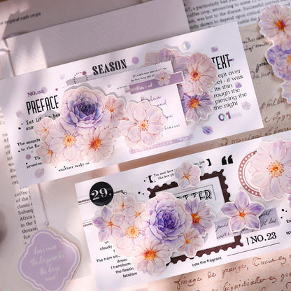 Whole Roll 5.5cm*5m Softly Blooming Flower Die Cutting Washi/PET/Shell Light Washi/PET Tape
