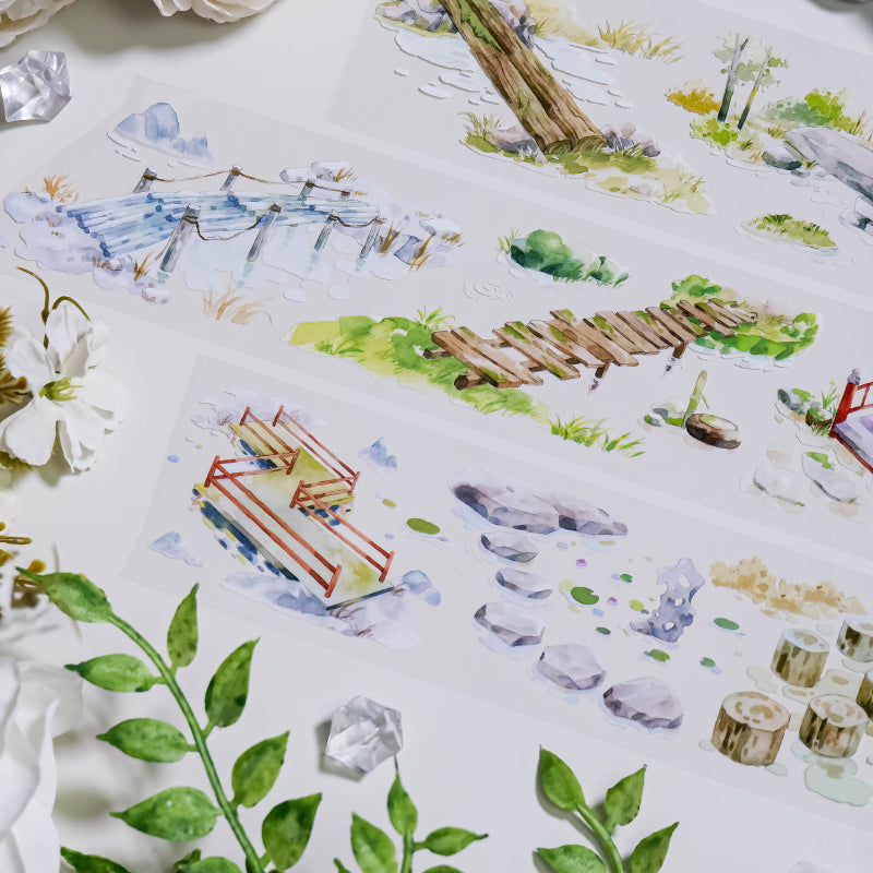 Whole Roll 5.5cm*5m Winding Stream PET Tape featuring wind designs for journaling, scrapbooking and collage