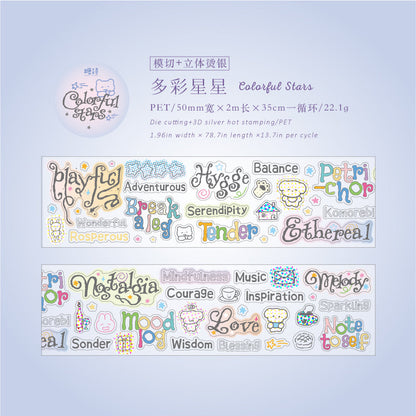Rolling Characters Series Die Cutting Silver Stamping PET Tape