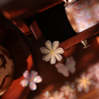Whole Roll 4cm*6m Little Flower Grocery Store Die Cutting Washi/Flash PET/Shell Light PET Tape featuring flower, and light designs for journaling, scrapbooking and collage