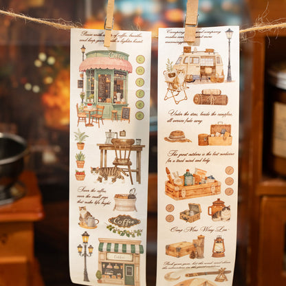 Coffee and Cat Series Washi Tape featuring cat designs for journaling, scrapbooking and collage