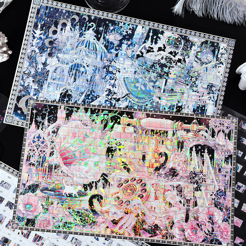Silver Axis Suite Series 3D Sticker featuring silver designs for journaling, scrapbooking and collage