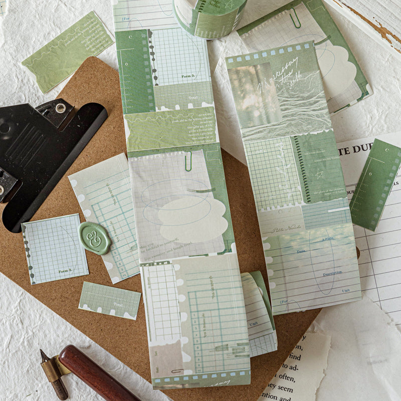 Collage Gallery Series Die Cutting White Kraft Paper Tape featuring white designs for journaling, scrapbooking and collage