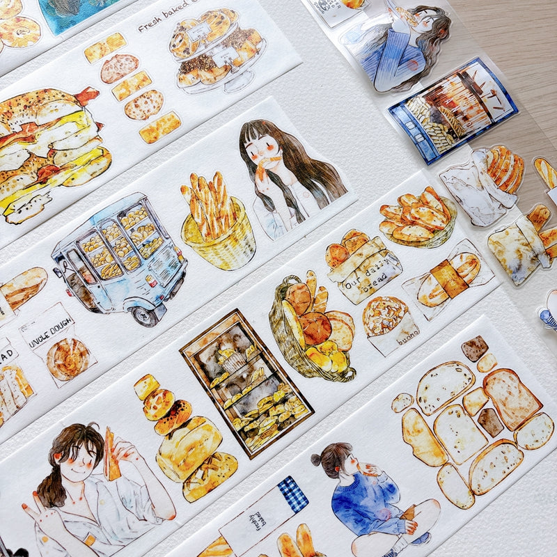 Whole Roll 6cm*5m Bread Girl Die Cutting Washi/PET/Fog PET Tape