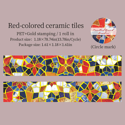Colored Brick Fragment Series Gold Stamping PET Tape
