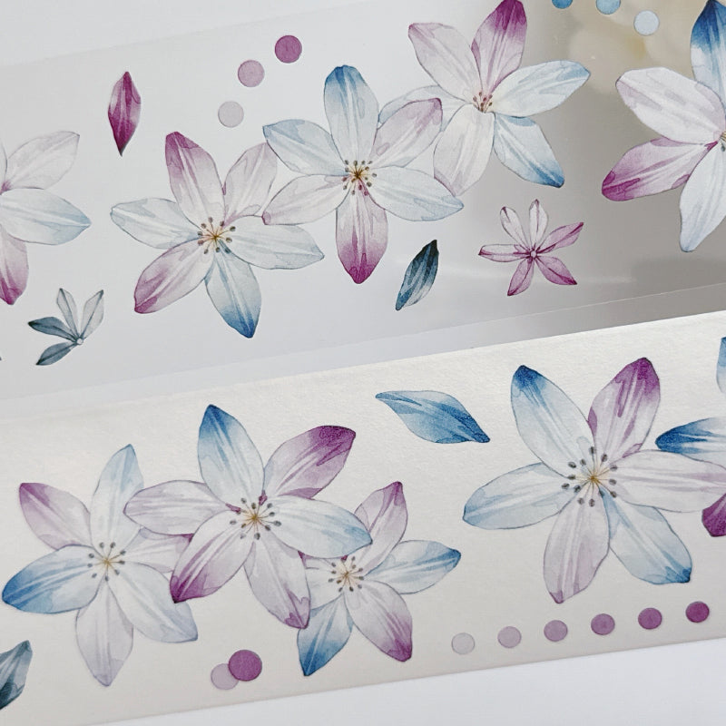 Whole Roll 5cm*5m Rainbow Orchid Washi/PET Tape featuring rain, and rainbow designs for journaling, scrapbooking and collage