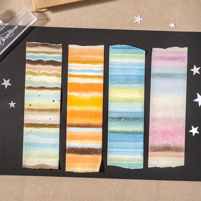 Velvet Mist Starfield Series White Kraft Paper Tape featuring white, and star designs for journaling, scrapbooking and collage
