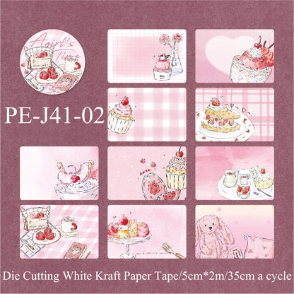 Young Girl Time Series Die Cutting White Kraft Paper Tape