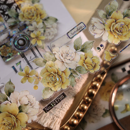 Faded Yellow Letter Flower Die-Cutting Washi Tape - Sample 150cm